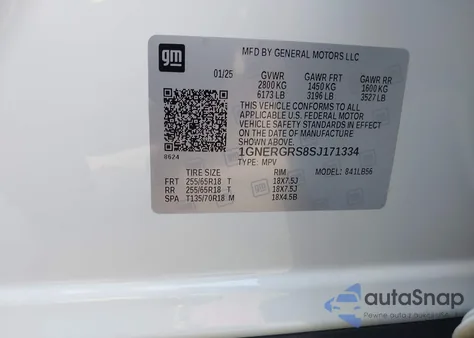 2025 Chevrolet Traverse Fwd Lt from USA, damaged, VIN 1GNERGRS8SJ171334
